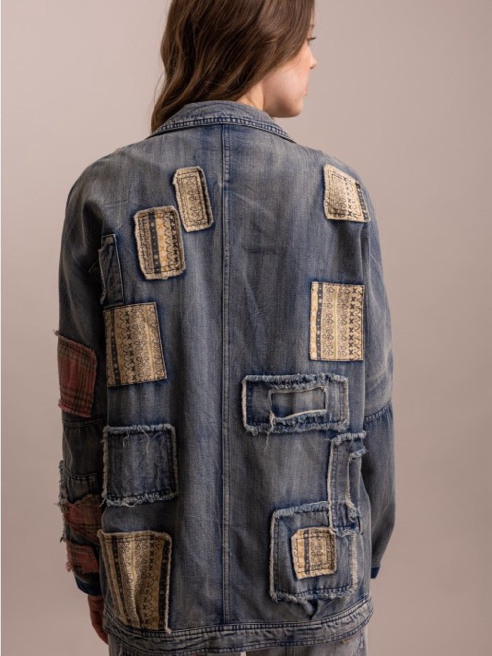 N2 New 🔥Bluevelvet embroidery patchwork denim jacket - Picture 10 of 11
